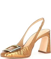 Antonio Melani Elisa Ornament Buckle Detail Leather Slingback Dress Pumps