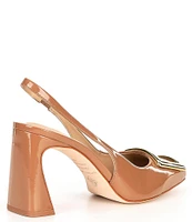 Antonio Melani Elisa Ornament Buckle Detail Patent Leather Slingback Dress Pumps