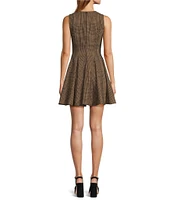 Antonio Melani Eloise Houndstooth Crew Neck Sleeveless A-Line Mini Dress