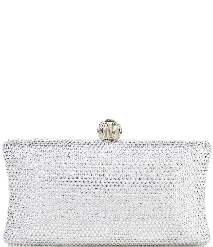 Antonio Melani Encrusted Silver Rhinestone Minaudiere Clutch