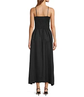 Antonio Melani Essie Linen Blend Square Neck Sleeveless Smocked Dress
