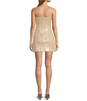 Antonio Melani Etta Floral Sequin Square Neck Sleeveless Mini Dress