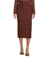 Antonio Melani Evangeline Puckered Jacquard Coordinating Pencil Midi Skirt