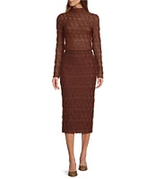 Antonio Melani Evangeline Puckered Jacquard Coordinating Pencil Midi Skirt