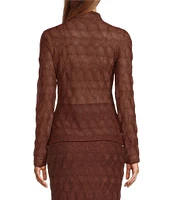 Antonio Melani Evangeline Puckered Jacquard Long Sleeve Coordinating Turtleneck Top