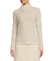 Antonio Melani Evangeline Puckered Jacquard Long Sleeve Coordinating Turtleneck Top