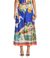 Antonio Melani Evie Woven Ocean Print High Rise A-Line Coordinating Skirt