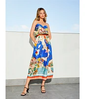 Antonio Melani Evie Woven Ocean Print High Rise A-Line Coordinating Skirt