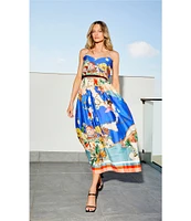 Antonio Melani Evie Woven Ocean Print High Rise A-Line Coordinating Skirt