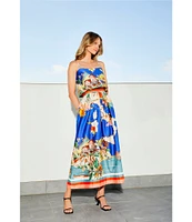 Antonio Melani Evie Woven Ocean Print High Rise A-Line Coordinating Skirt