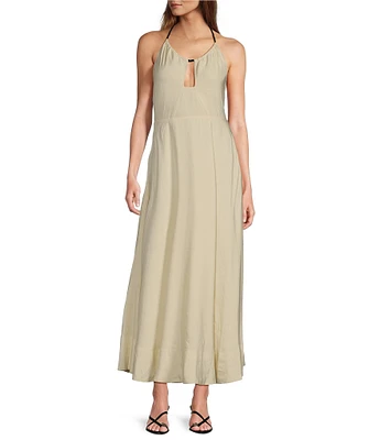 Antonio Melani Finn Linen Blend Rope Halter A-Line Maxi Dress