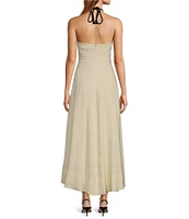 Antonio Melani Finn Linen Blend Rope Halter A-Line Maxi Dress
