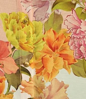 Antonio Melani Flynn Floral Print Coordinating Linen Blend Collar Neck Long Sleeve Button Down Blouse