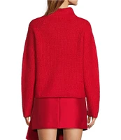 Antonio Melani Gabby Faux Alpaca Knit Mock Neck Dropped Long Sleeve Pullover Sweater