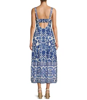Antonio Melani Gabriela Printed Cotton Poplin Sweetheart Neckline Sleeveless A-line Dress