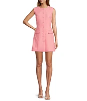 Antonio Melani Gianna Twill Round Neck Sleeveless Button Front Dress