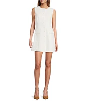 Antonio Melani Gianna Twill Round Neck Sleeveless Button Front Dress