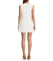 Antonio Melani Gianna Twill Round Neck Sleeveless Button Front Dress