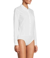 Antonio Melani Greta Long Sleeve Point Collar Poplin Bodysuit