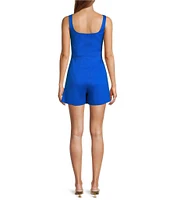 Antonio Melani Guinevere Linen Blend Square Neck Sleeveless Romper