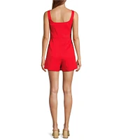 Antonio Melani Guinevere Linen Blend Square Neck Sleeveless Romper