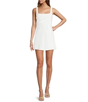 Antonio Melani Guinevere Linen Blend Square Neck Sleeveless Romper