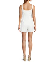 Antonio Melani Guinevere Linen Blend Square Neck Sleeveless Romper
