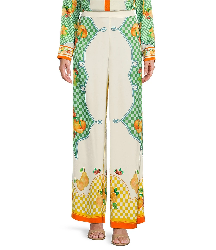 Antonio Melani Hadley Coorinating Fruit Printed Satin Pants
