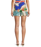 Antonio Melani Hailey Linen Blend Ocean Print Coordinating Shorts