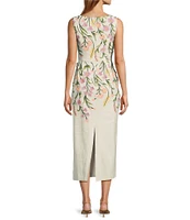 Antonio Melani Halo Linen Blend Floral Embroidered Sleeveless Midi Dress