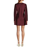 Antonio Melani Hanna Long Sleeve Drapey Satin Shift Dress