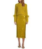 Antonio Melani Iman Sequin High Rise Pencil Midi Skirt