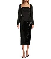 Antonio Melani Iman Sequin High Rise Pencil Midi Skirt