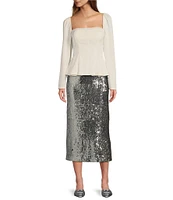 Antonio Melani Iman Sequin High Rise Pencil Midi Skirt