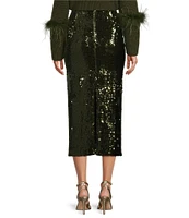 Antonio Melani Iman Sequin High Rise Pencil Midi Skirt