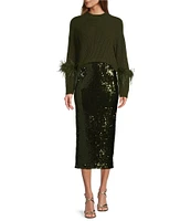 Antonio Melani Iman Sequin High Rise Pencil Midi Skirt