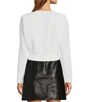 Antonio Melani Ira Crepe V-Neck Dropped Long Sleeve Ruched Wrap Blouse