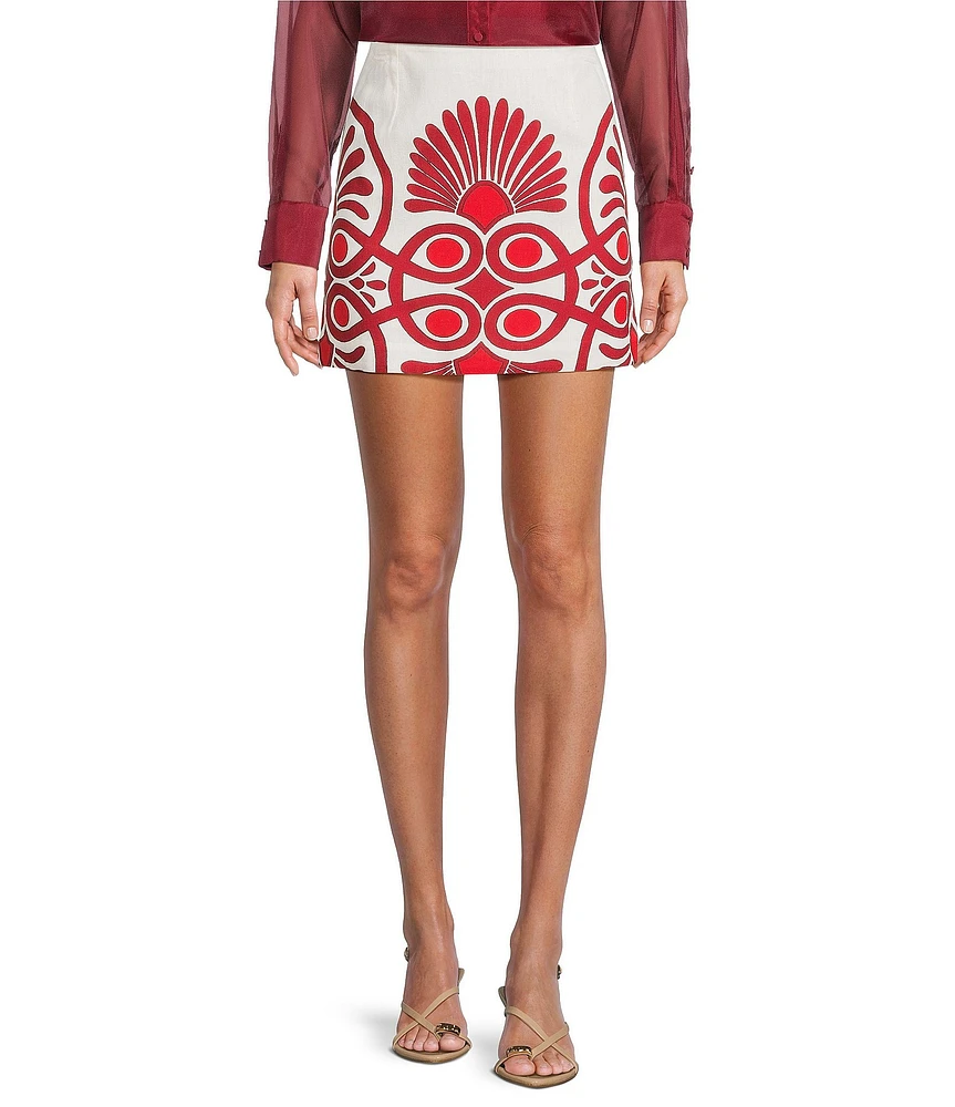 Antonio Melani Izzy Printed Linen Blend Skirt