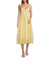 Antonio Melani Jayden Eyelet Sweetheart Neckline A-Line Midi Dress