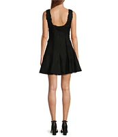 Antonio Melani Jemma Square Neck A Line Tweed Sleeveless Mini Dress