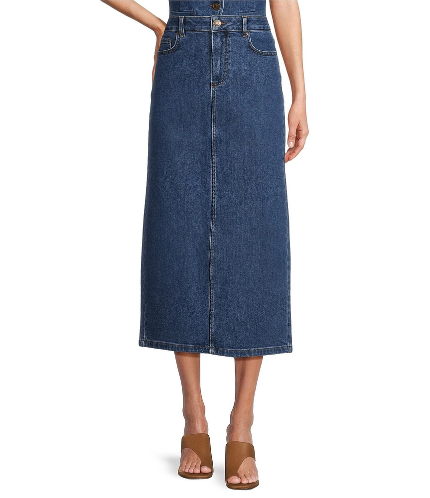 Antonio Melani Jessica Denim High Rise 5 Pocket Jean Pencil Maxi Coordinating Skirt