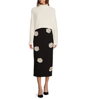 Antonio Melani Jolie Crepe Floral Applique Sheath Midi Skirt