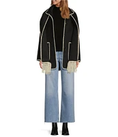 Antonio Melani Kahlani Fringe Scarf Wool Long Sleeve Jacket