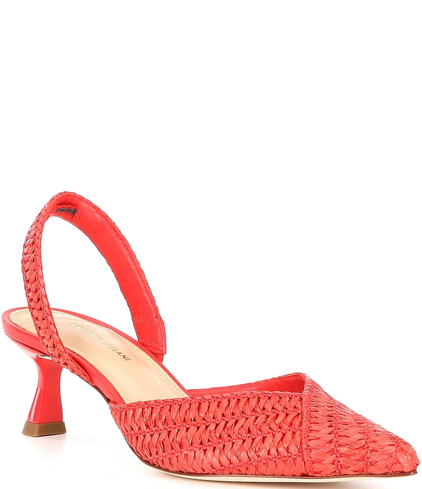 Antonio Melani Kaia Raffia Halter Slingback Pumps