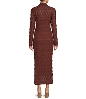 Antonio Melani Katelyn Long Sleeve Turtleneck Puckered Jacquard Dress