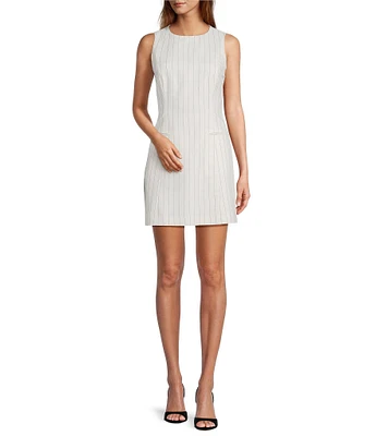 Antonio Melani Kayleigh Linen Blend Stripe Print Round Neck Sleeveless Dress