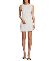 Antonio Melani Kayleigh Linen Blend Stripe Print Round Neck Sleeveless Dress