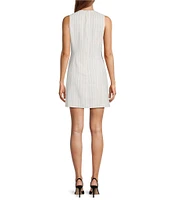 Antonio Melani Kayleigh Linen Blend Stripe Print Round Neck Sleeveless Dress