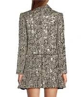 Antonio Melani Keily Sequin Tweed Point Collar Long Sleeve Cropped Jacket