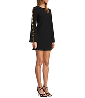 Antonio Melani Kelly Long Sleeve Cut-Out Crepe Crew Neck Shift Dress